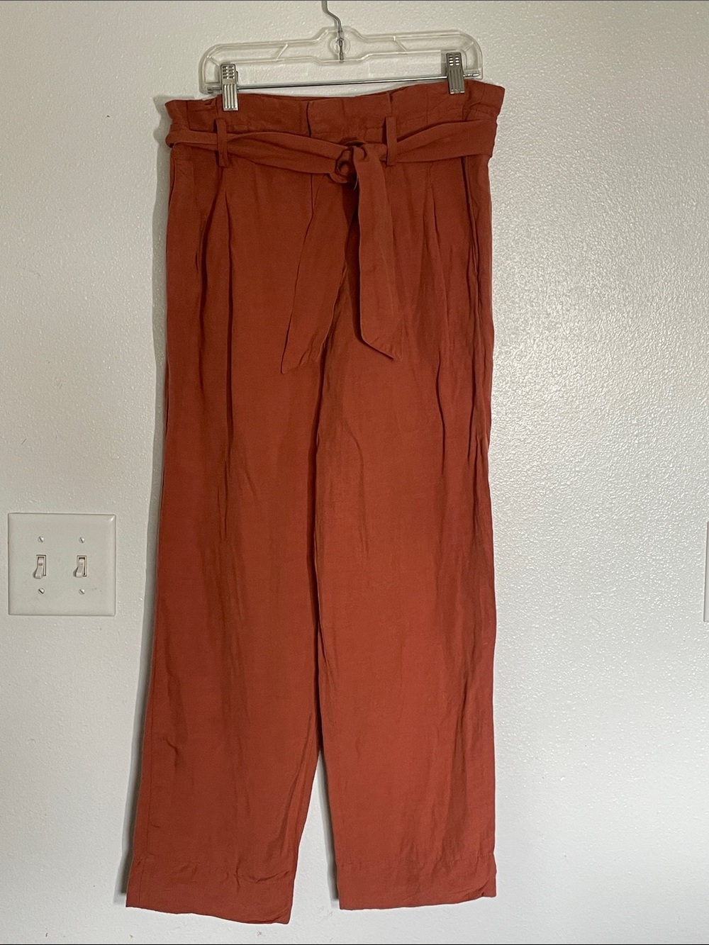 Madewell Rust Paperbag Wide-Leg Pants with Self Tie